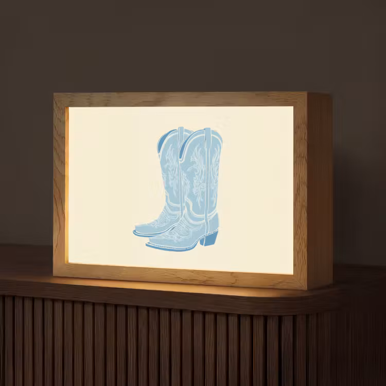 Illustratie - Cowboylaarzen - Patroon Light Box met kabel (Tafellamp) klein -z3d_website