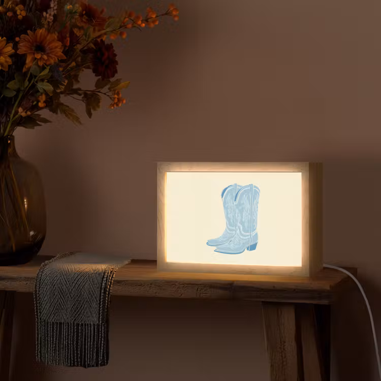 Illustratie - Cowboylaarzen - Patroon Light Box met kabel (Tafellamp) klein -sfeer4