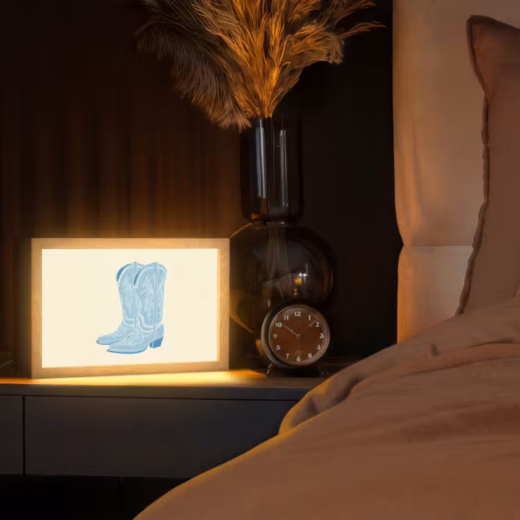 Illustratie - Cowboylaarzen - Patroon Light Box met kabel (Tafellamp) klein -sfeer1