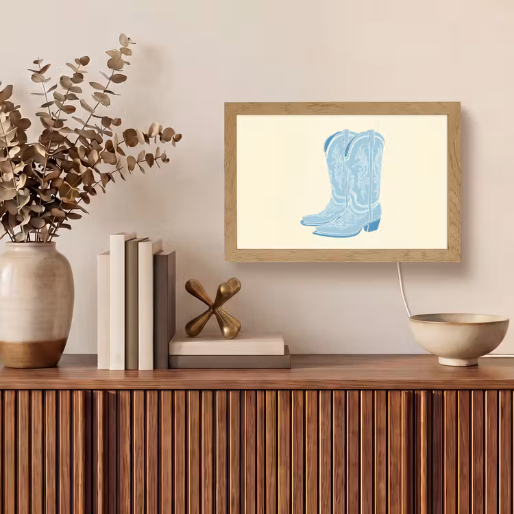 Illustratie - Cowboylaarzen - Patroon Light Box met kabel (Tafellamp) klein -sfeer2