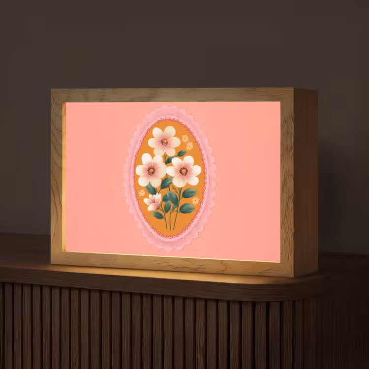 Illustratie - Bloemen - Rand - Roze Light Box met kabel (Tafellamp) klein -z3d_website