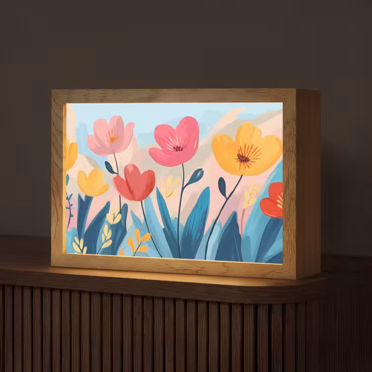 Illustratie - Bloemen - Kleurrijk Light Box met kabel (Tafellamp) klein -z3d_website