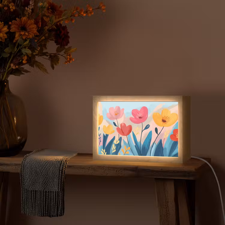 Illustratie - Bloemen - Kleurrijk Light Box met kabel (Tafellamp) klein -sfeer4