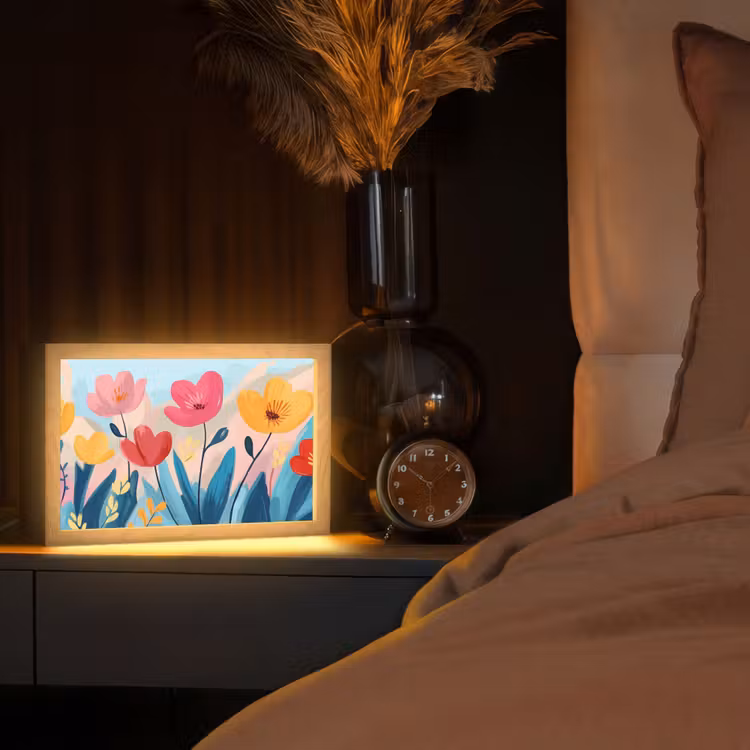 Illustratie - Bloemen - Kleurrijk Light Box met kabel (Tafellamp) klein -sfeer1