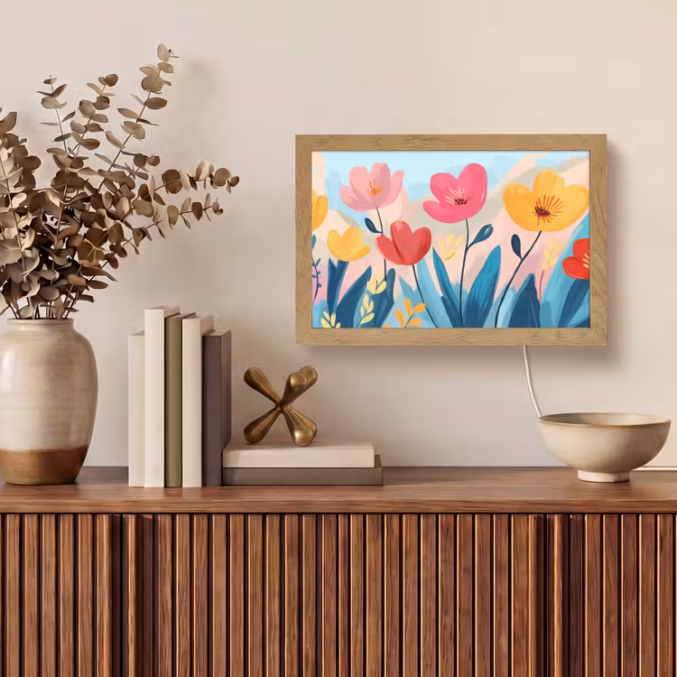 Illustratie - Bloemen - Kleurrijk Light Box met kabel (Tafellamp) klein -sfeer2