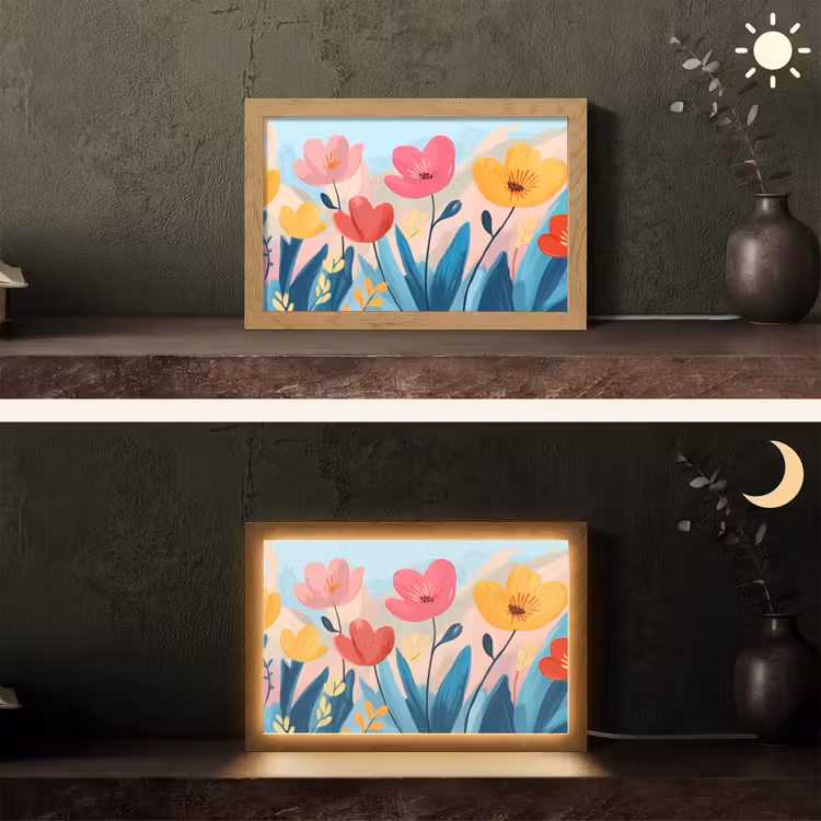 Illustratie - Bloemen - Kleurrijk Light Box met kabel (Tafellamp) klein -sfeer3