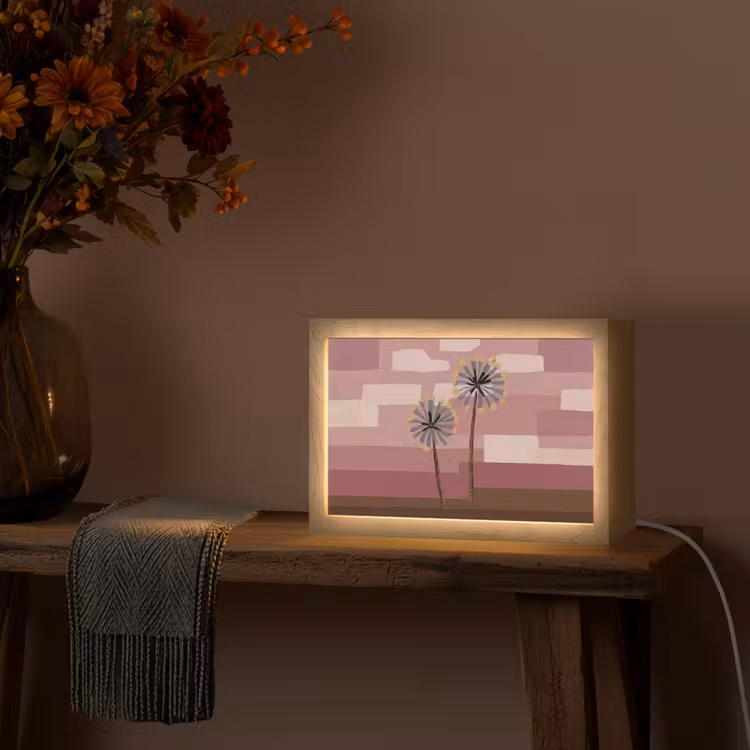 Illustratie - Bloemen - Vlakken - Abstract Light Box met kabel (Tafellamp) klein -sfeer4