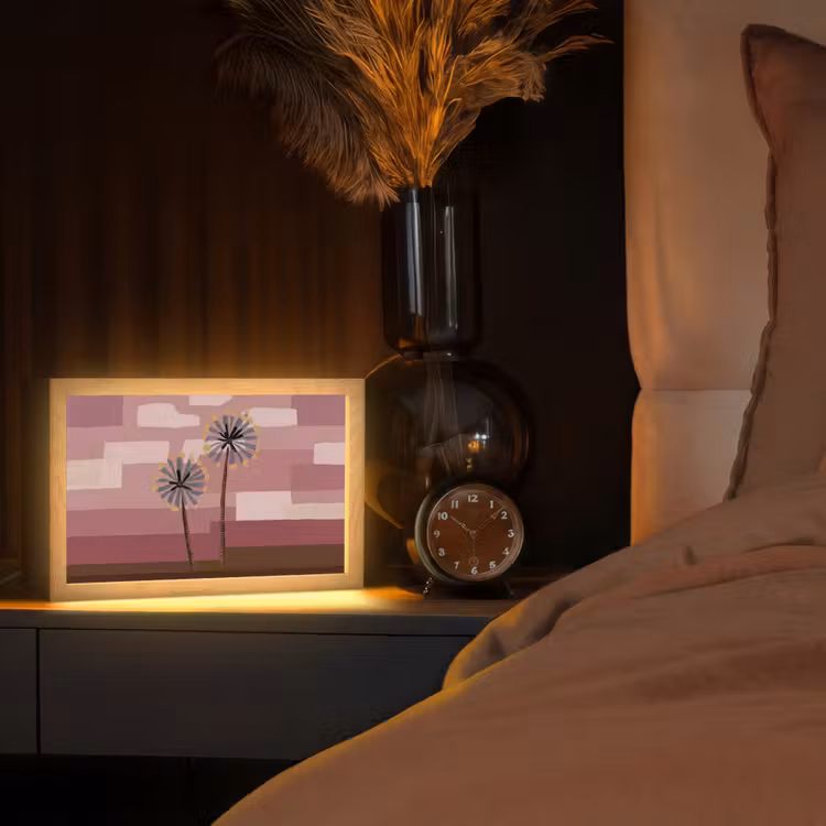 Illustratie - Bloemen - Vlakken - Abstract Light Box met kabel (Tafellamp) klein -sfeer1