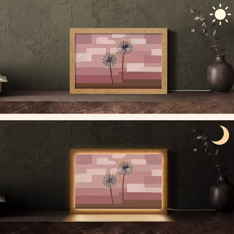 Illustratie - Bloemen - Vlakken - Abstract Light Box met kabel (Tafellamp) klein -sfeer3