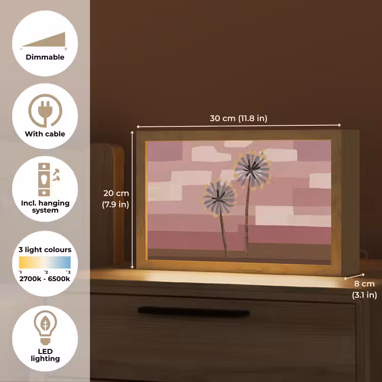 Illustratie - Bloemen - Vlakken - Abstract Light Box met kabel (Tafellamp) klein -USP_EN