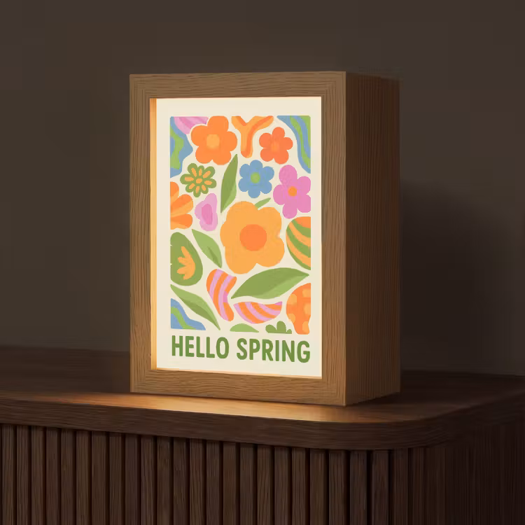 Illustratie - Bloemen - Quote - Kleurrijk Light Box met kabel (Tafellamp) klein -z3d_website