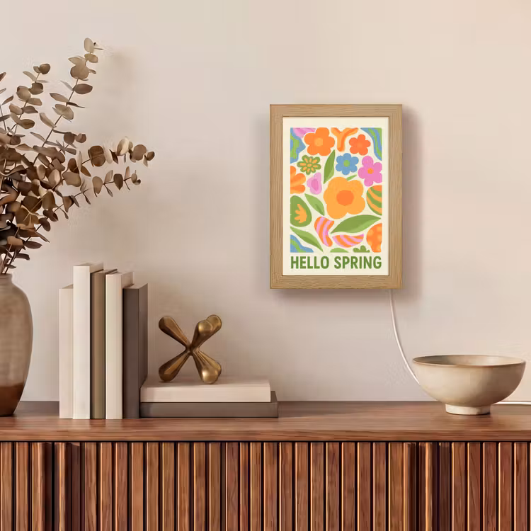 Illustratie - Bloemen - Quote - Kleurrijk Light Box met kabel (Tafellamp) klein -sfeer2