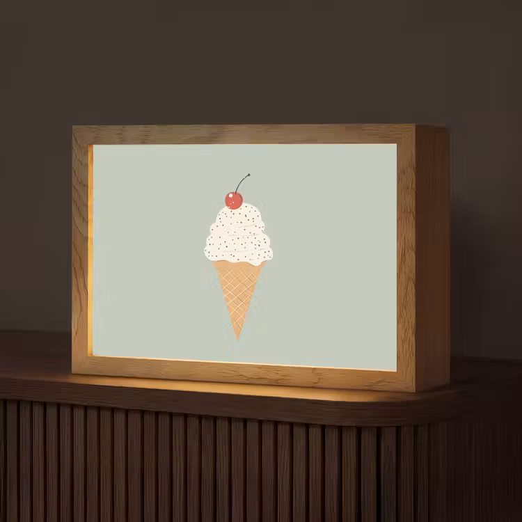 Illustratie - Ijsje - Spikkels - Kers Light Box met kabel (Tafellamp) klein -z3d_website