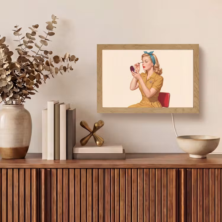 Illustratie - Mascara - Vrouw - Geel Light Box met kabel (Tafellamp) klein -sfeer2