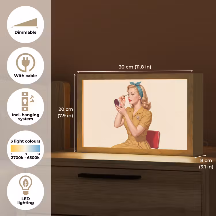 Illustratie - Mascara - Vrouw - Geel Light Box met kabel (Tafellamp) klein -USP_EN