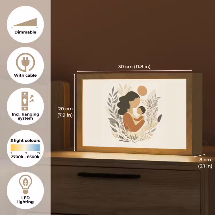 Illustratie - Moeder - Kind - Liefdevol Light Box met kabel (Tafellamp) klein -USP_EN