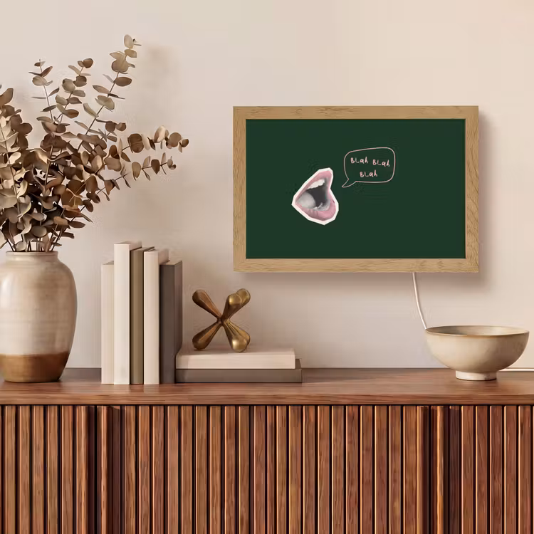 Illustratie - Mond - Donkergroen - Tekstwolkje Light Box met kabel (Tafellamp) klein -sfeer2