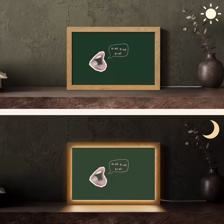Illustratie - Mond - Donkergroen - Tekstwolkje Light Box met kabel (Tafellamp) klein -sfeer3