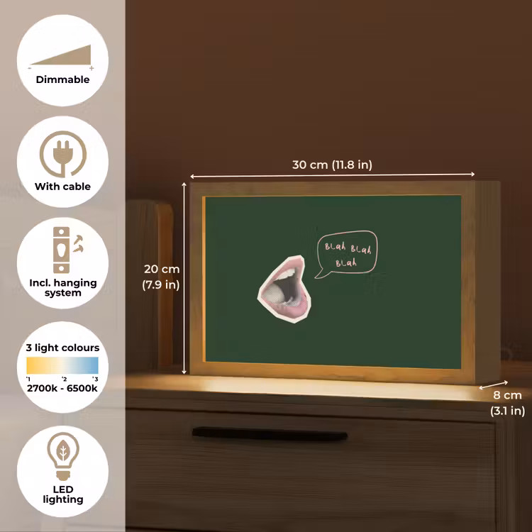 Illustratie - Mond - Donkergroen - Tekstwolkje Light Box met kabel (Tafellamp) klein -USP_EN