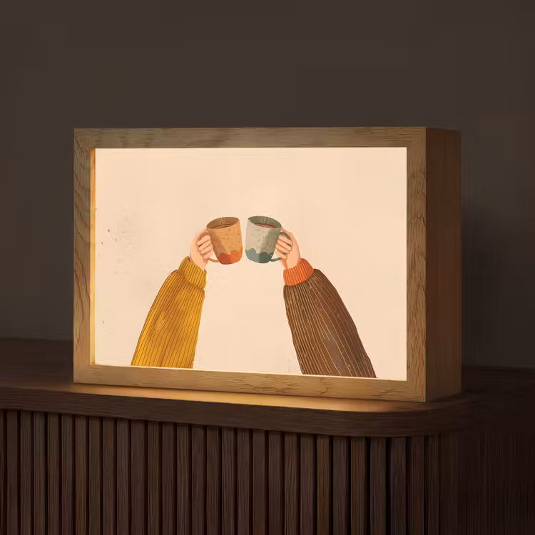 Illustratie - Mokken - Proosten - Bruin Light Box met kabel (Tafellamp) klein -z3d_website