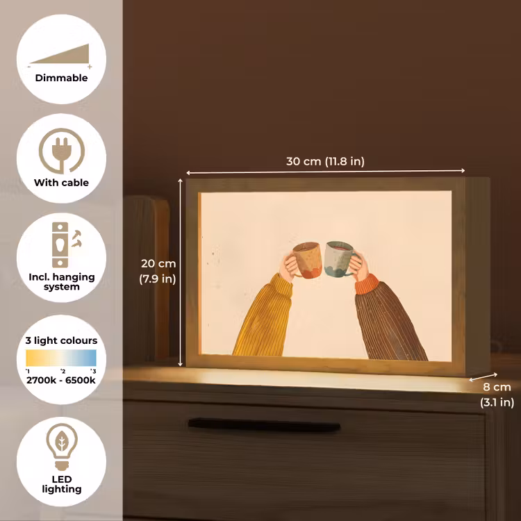 Illustratie - Mokken - Proosten - Bruin Light Box met kabel (Tafellamp) klein -USP_EN