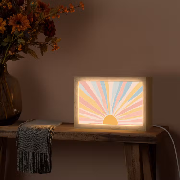 Illustratie - Zon - Pastelkleuren Light Box met kabel (Tafellamp) klein -sfeer4