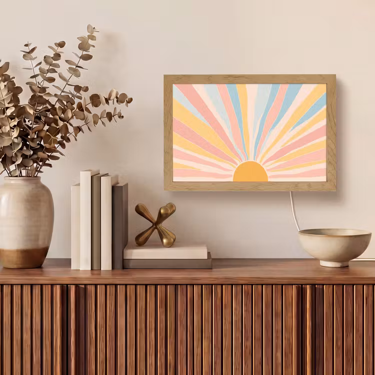 Illustratie - Zon - Pastelkleuren Light Box met kabel (Tafellamp) klein -sfeer2