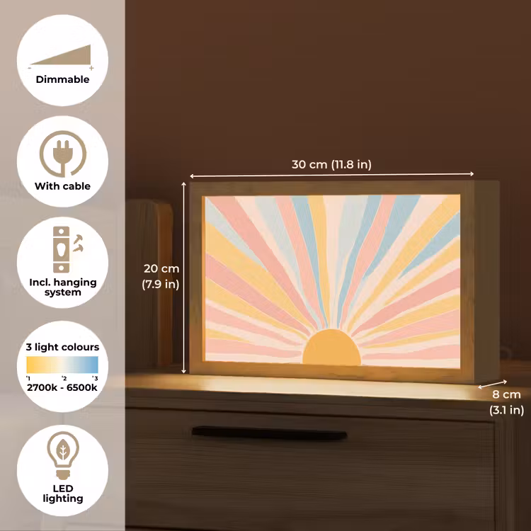 Illustratie - Zon - Pastelkleuren Light Box met kabel (Tafellamp) klein -USP_EN