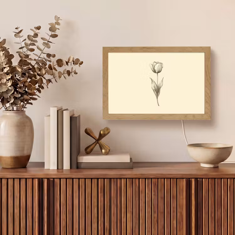 Illustratie - Tulp - Zwart Light Box met kabel (Tafellamp) klein -sfeer2