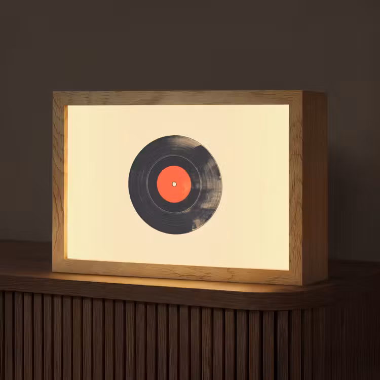 Illustratie - Vinylplaat - Beige - Vintage Light Box met kabel (Tafellamp) klein -z3d_website