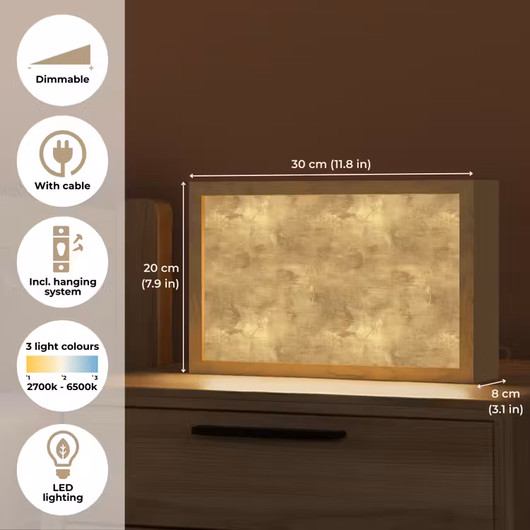 Industrieel - Textuur - Goud Light Box met kabel (Tafellamp) klein 924 -USP_EN