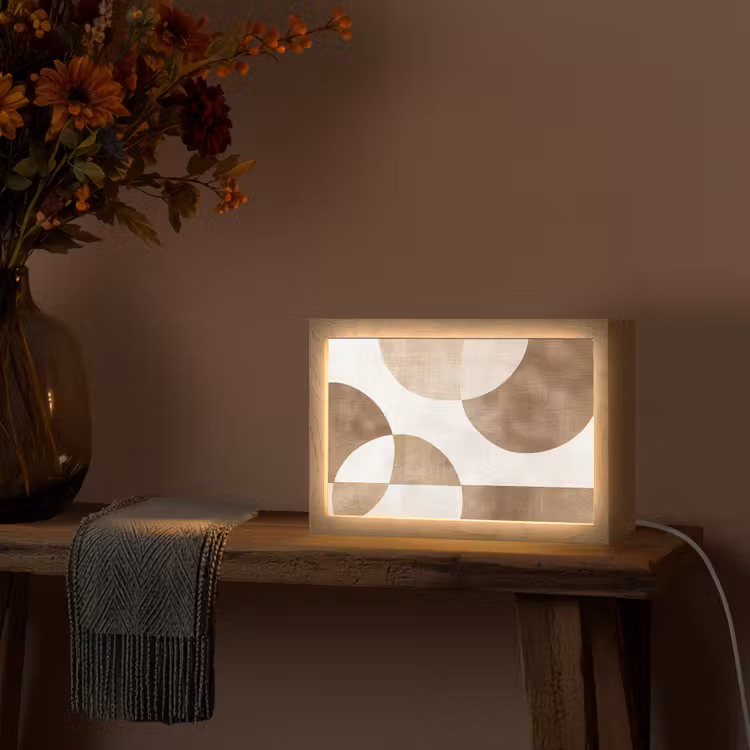 Snijdende cirkels - Overlappende vlakken Light Box met kabel (Tafellamp) klein -sfeer4