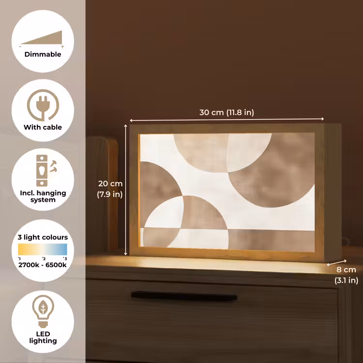 Snijdende cirkels - Overlappende vlakken Light Box met kabel (Tafellamp) klein -USP_EN
