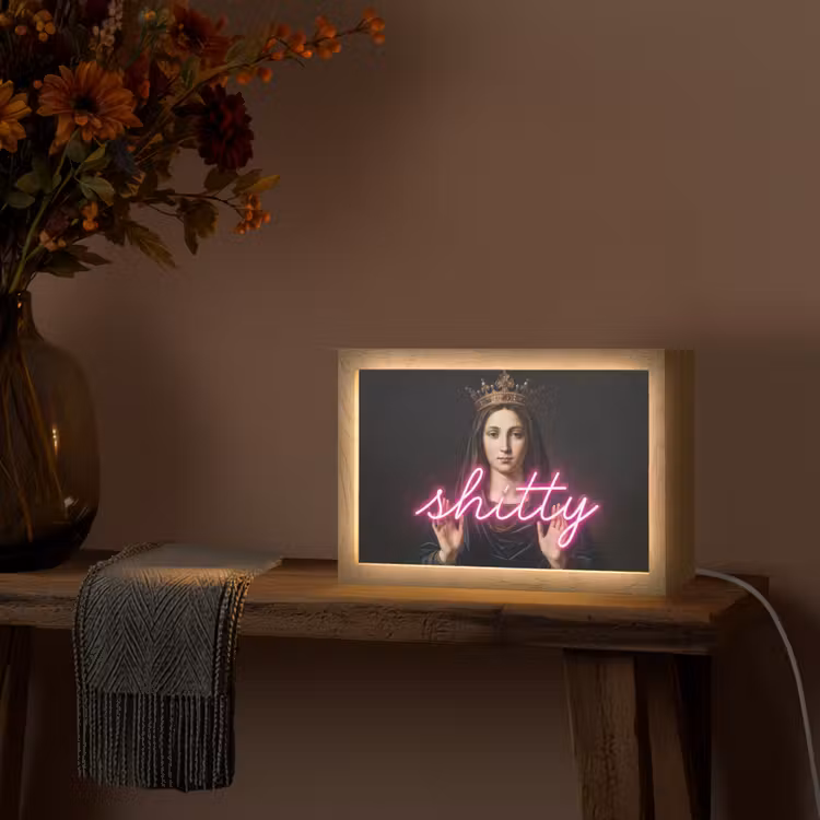 Ironisch - Tekst - Neon Light Box met kabel (Tafellamp) klein -sfeer4