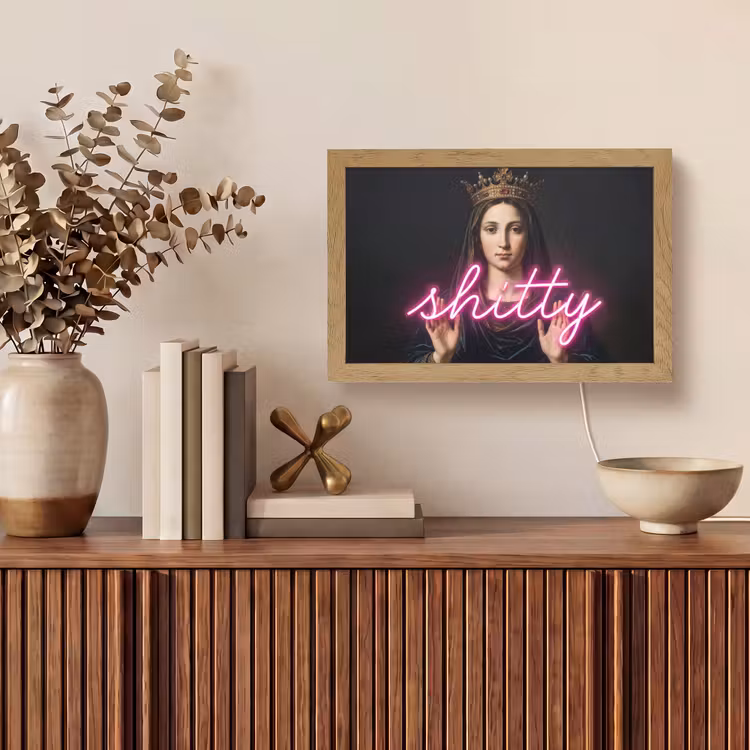 Ironisch - Tekst - Neon Light Box met kabel (Tafellamp) klein -sfeer2