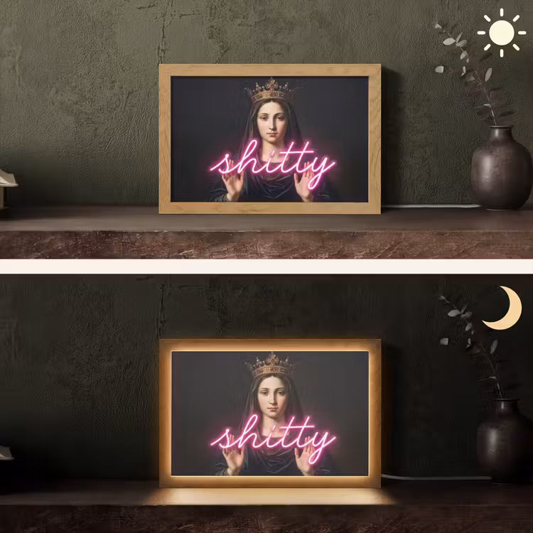 Ironisch - Tekst - Neon Light Box met kabel (Tafellamp) klein -sfeer3