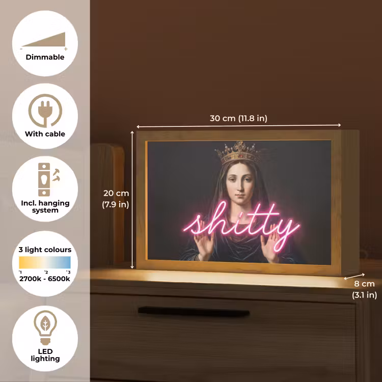 Ironisch - Tekst - Neon Light Box met kabel (Tafellamp) klein -USP_EN