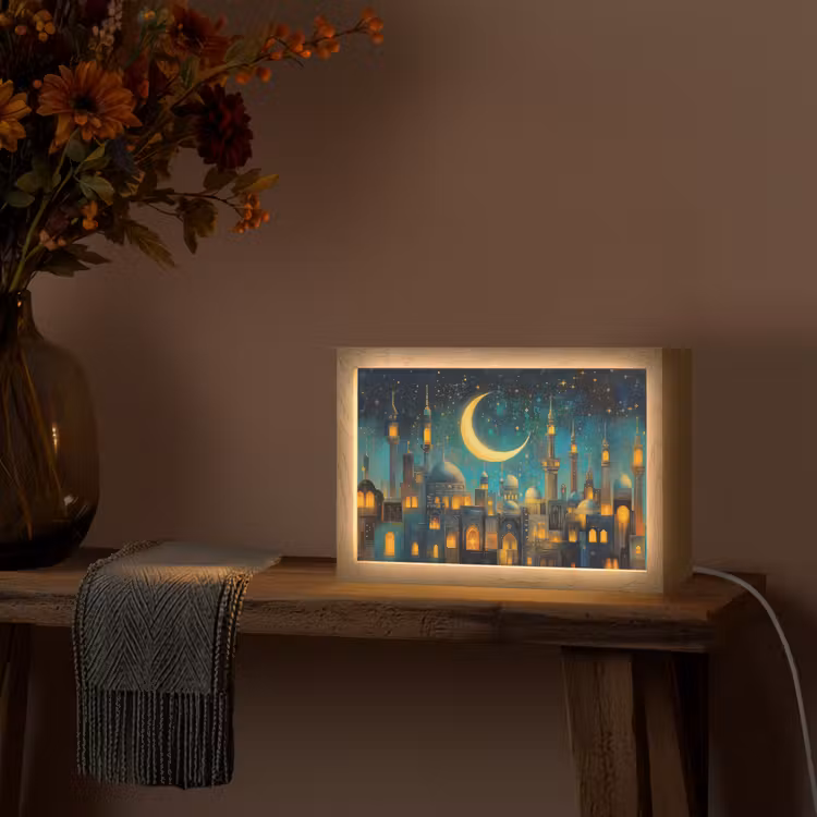 Islamitisch - Moskee - Ramadan - Islam Light Box met kabel (Tafellamp) klein -sfeer4
