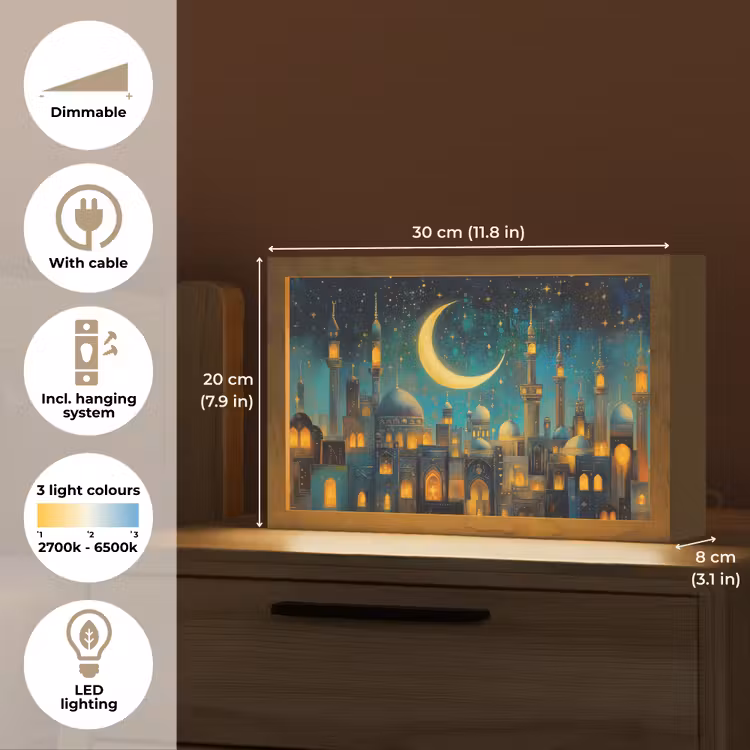 Islamitisch - Moskee - Ramadan - Islam Light Box met kabel (Tafellamp) klein -USP_EN