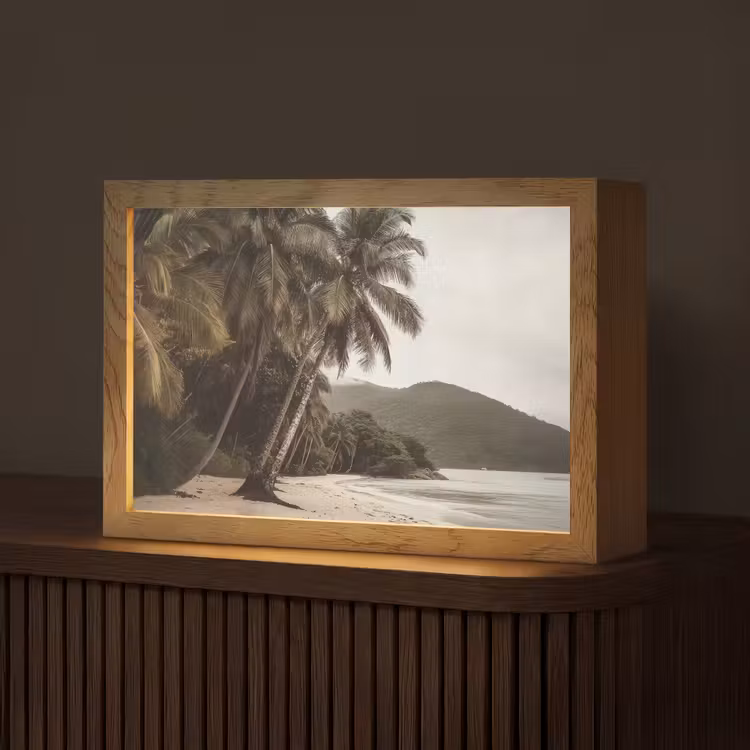 Eiland - Palmboom - Zee Light Box met kabel (Tafellamp) klein -z3d_website