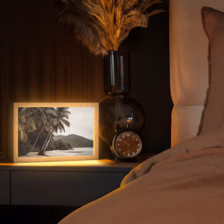 Eiland - Palmboom - Zee Light Box met kabel (Tafellamp) klein -sfeer1
