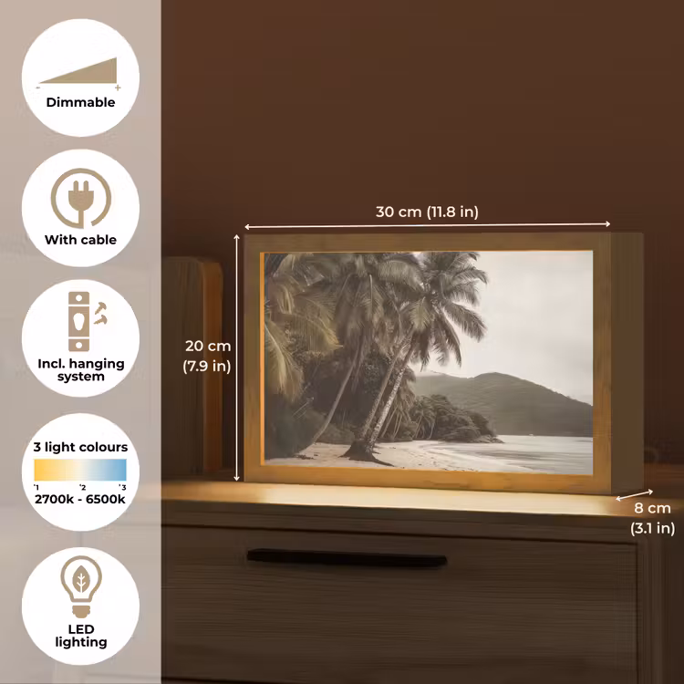 Eiland - Palmboom - Zee Light Box met kabel (Tafellamp) klein -USP_EN