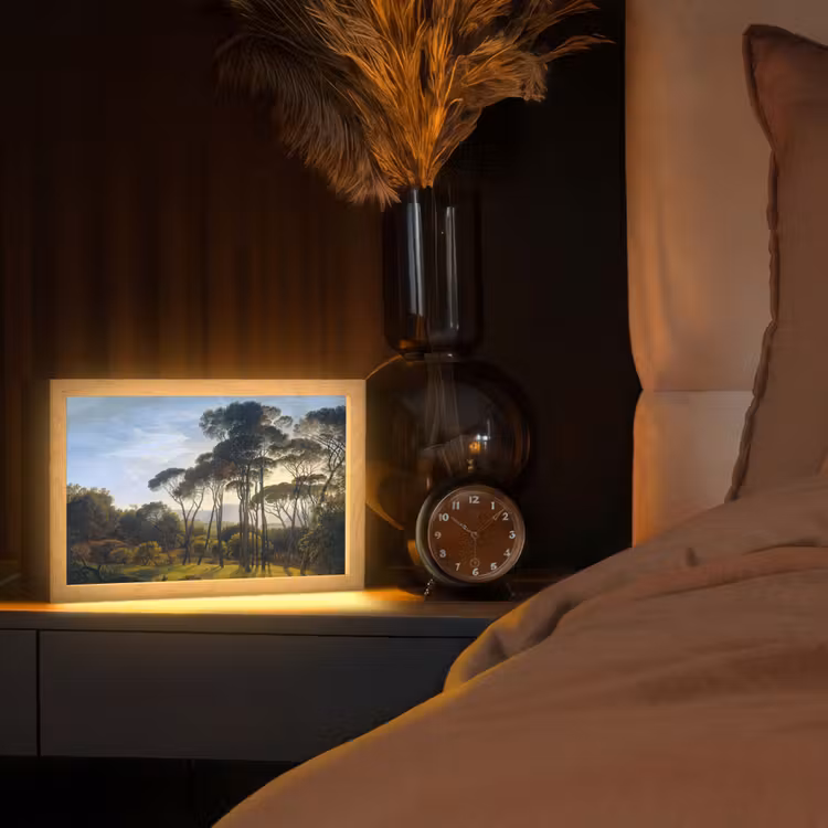 Italiaans landschap met parasoldennen - Kunst - Oude meesters Light Box met kabel (Tafellamp) klein -sfeer1