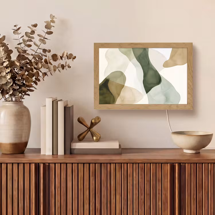 Japandi - Abstract - Groen Light Box met kabel (Tafellamp) klein -sfeer2