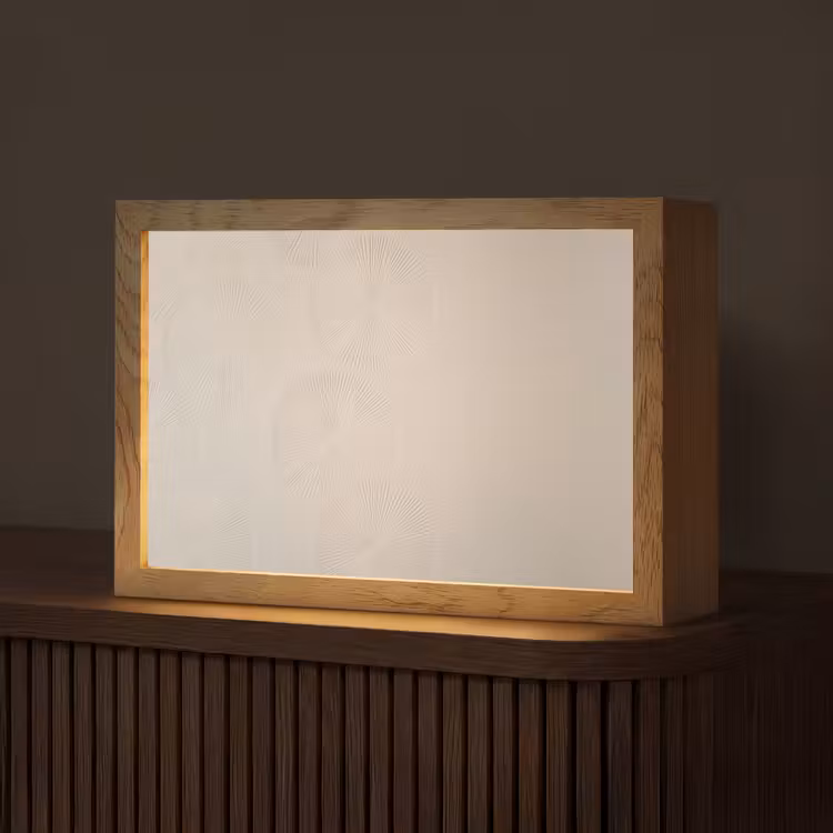 Japandi - Beige - Modern Light Box met kabel (Tafellamp) klein -z3d_website