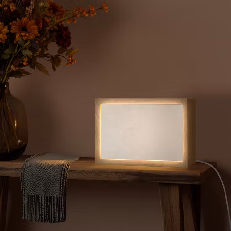 Japandi - Beige - Modern Light Box met kabel (Tafellamp) klein -sfeer4