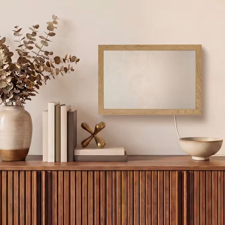Japandi - Beige - Modern Light Box met kabel (Tafellamp) klein -sfeer2