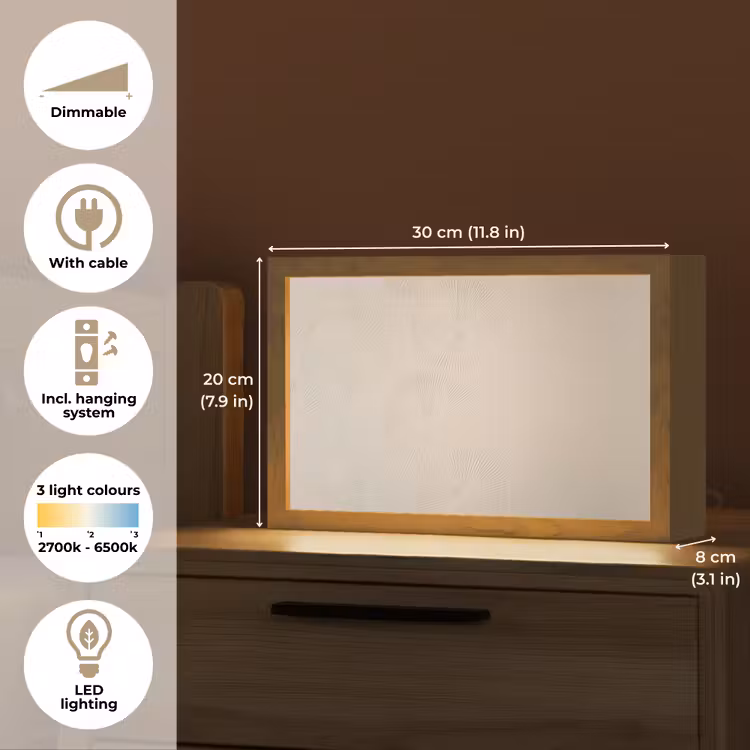 Japandi - Beige - Modern Light Box met kabel (Tafellamp) klein -USP_EN