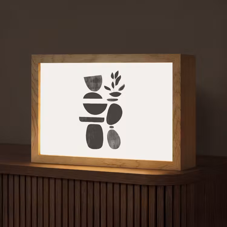 Japandi - Zwart - Abstract Light Box met kabel (Tafellamp) klein -z3d_website