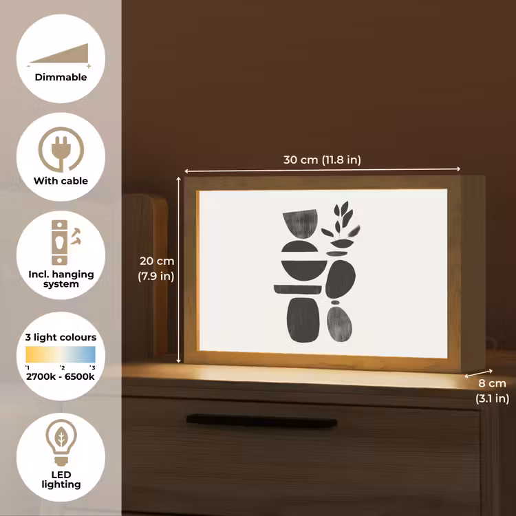 Japandi - Zwart - Abstract Light Box met kabel (Tafellamp) klein -USP_EN